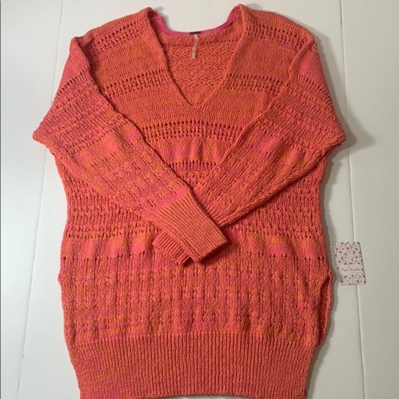 NWT Free People Hot Tropics V Neck Sweater - Picture 13 of 14